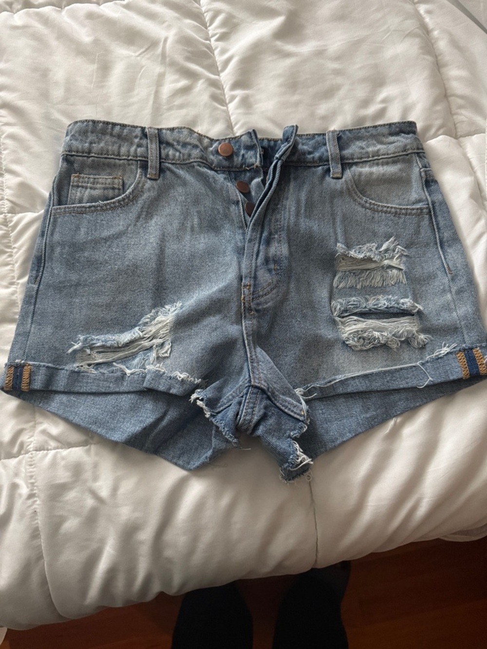Distressed Light Blue Denim Women’s Shorts
